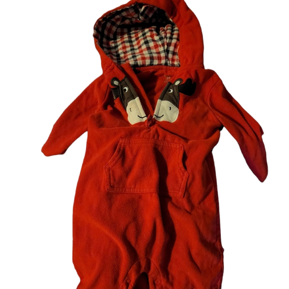 Red,size 24 months , reindeer onsie,